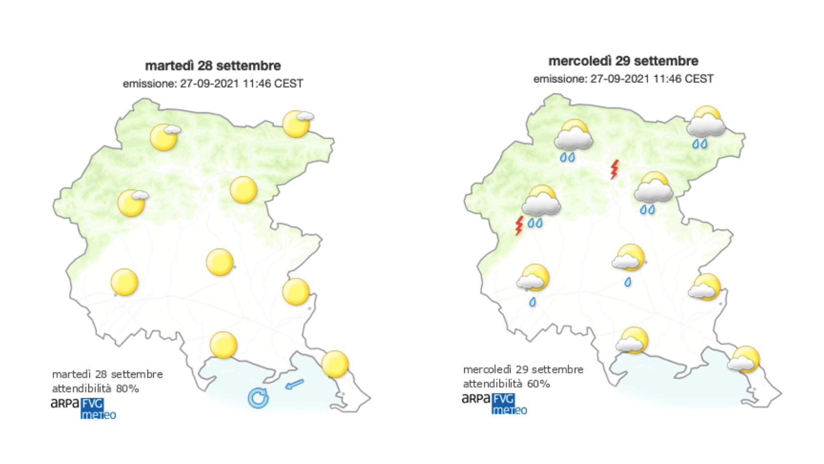 Immagine per Meteo, cielo sereno sul Goriziano e soffia Borino sulla costa